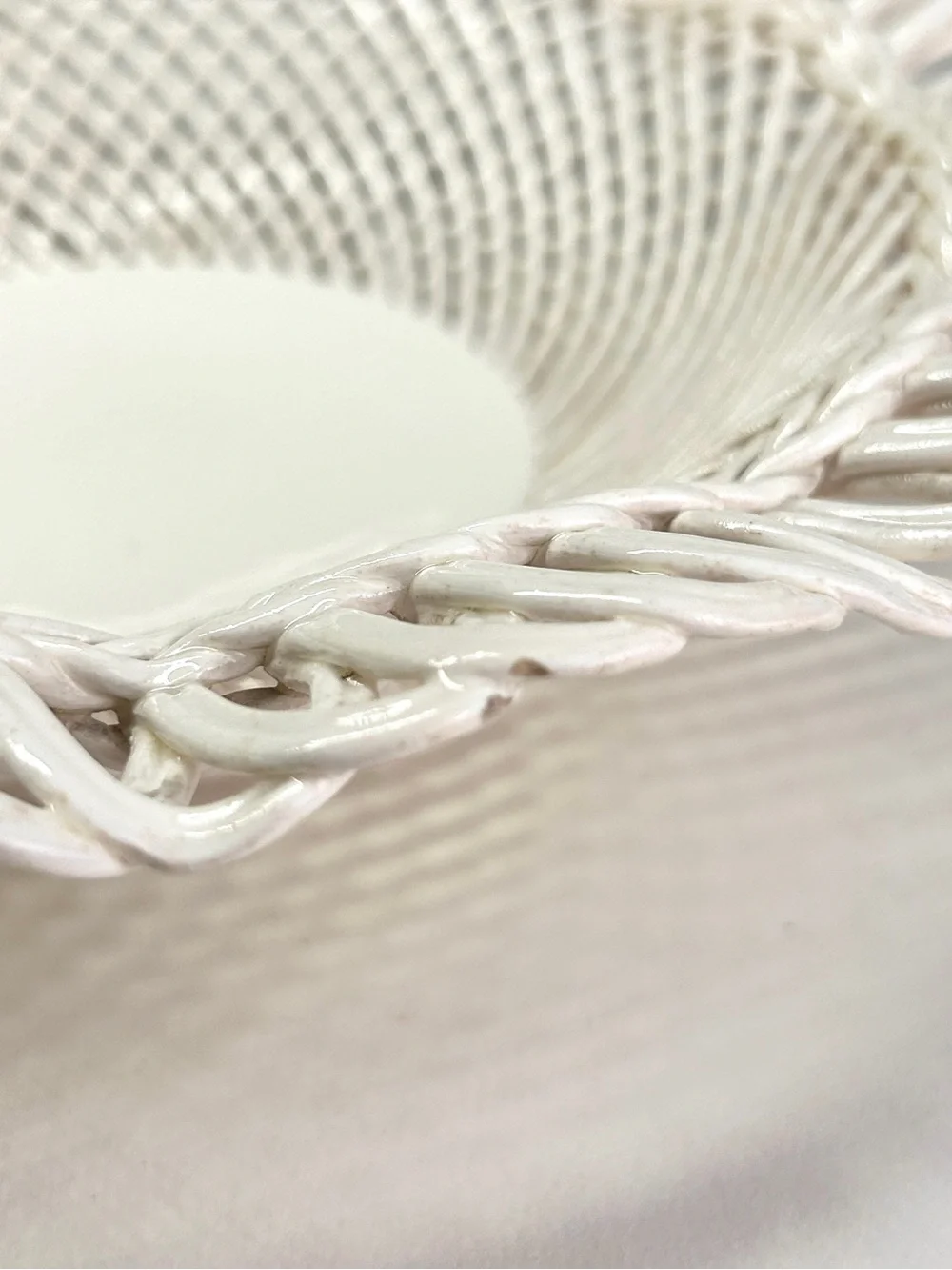 White Woven Ceramic Decorative Bowl - Brand Unknown